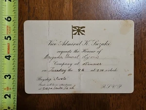INVITACIÓN A CENA MILITAR VICEALMIRANTE RARO ANTIGUO VINTAGE - Imagen 1 de 4