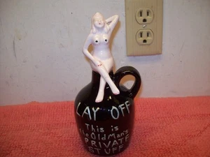 VINTAGE STONEWARE JUG: Naked Lady "Lay Off This is the Old Man's Private Stuff" - Picture 1 of 8