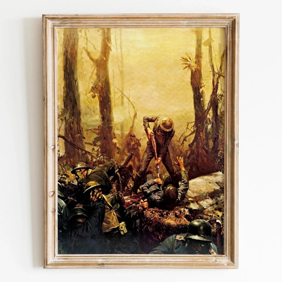 Impresión de póster de arte de pared de la Primera Guerra Mundial de madera de batalla de los marines estadounidenses de junio de 1918 Foto 1 de 4