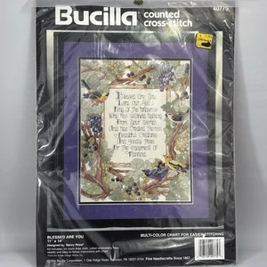 Kit punto croce contato Bucilla #40775 Blessed Are You 11 x 14" vintage 1994 nuovo con scatola - Foto 1 di 4
