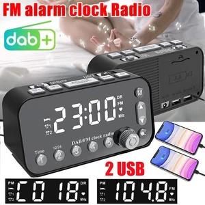 LED Funk DAB+ Radiowecker Tischuhr FM UKW Uhrenradio Snooze Dual Alarm 2x USB - Bild 1 von 12