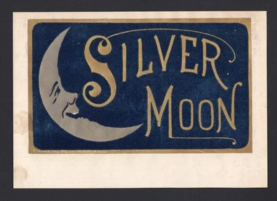 EX RARO Antiguo Original SILVER MOON Etiqueta de Puro - TEXTURA DE FIELTRO AZUL Foto 1 de 2