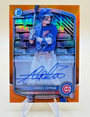 Angel Cepeda Orange Refractor Auto 04/25 2025 Bowman Chrome 1st Prospect Auto - Image 1 of 3