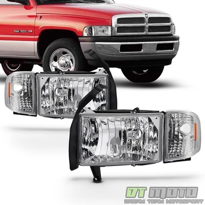 Faro cromado Dodge Ram 1500 2500 3500 1994-2001 con luces de esquina lámparas de señalización Foto 1 de 4