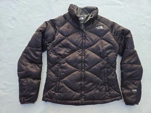 Giacca North Face donna grande marrone 550 piumino trapuntato cappotto invernale caldo - Foto 1 di 11