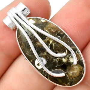 Natürlicher Turtella Jaspis - USA 925 Sterling Silber Anhänger Schmuck P-1675 - Bild 1 von 5