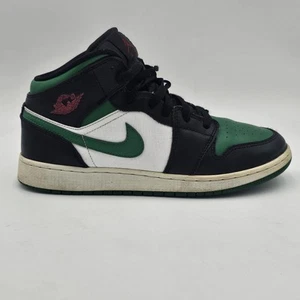 Nike Air Jordan 1 Mid Black Pine Green Size 7Y (GS) Basketball Shoes Sneakers - Picture 1 of 12