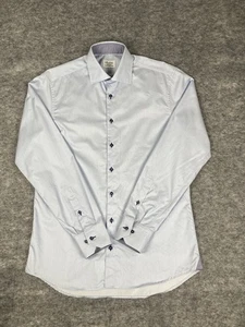 Stenströms Superior Dress Shirt Mens 15.5 Blue Striped Houndstooth Flip Cuff - Picture 1 of 10
