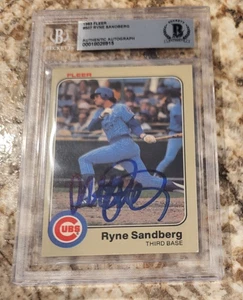 Ryne Sandberg signed 1983 Fleer Rookie card #507 Cubs Autographed Beckett BAS - Picture 1 of 2