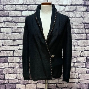 Lauren Ralph Lauren Black & Brown Knit Jacket Size M - Picture 1 of 9