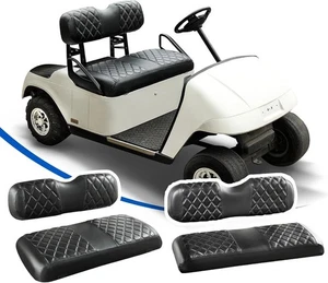NOKINS 4PCS Golf Cart Diamond Seat Covers Kit, Front&Rear Seat Covers Fits EZGO  - Picture 1 of 6
