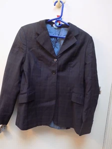 Giacca da equitazione da donna Grand Prix cappotto da caccia blu a quadri in perfette condizioni, taglia 14 R Pro - Foto 1 di 6