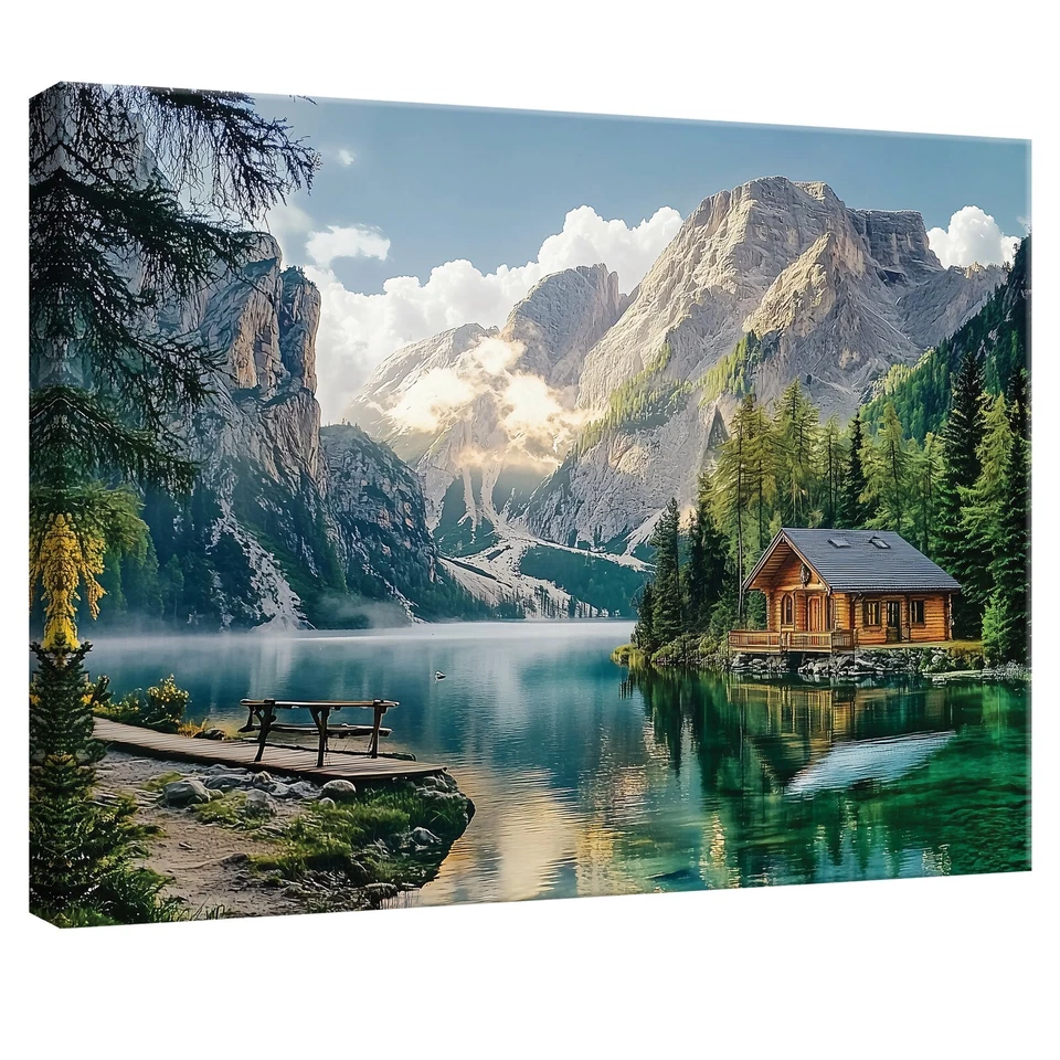 Leinwand Bilder Landschaft Berge Natur Wandbild XXL Leinwandbild Groß Wanddeko - Bild 1 von 4