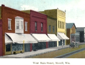 Merrill WI Wisconsin West Main Street Fotostudio Postkarte - Bild 1 von 3