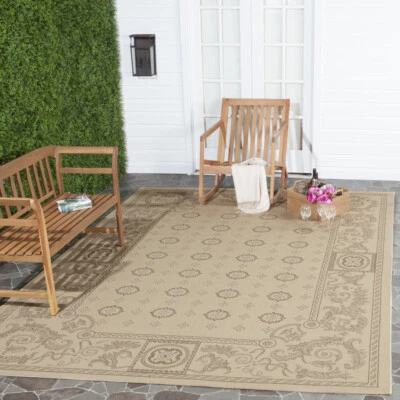 SAFAVIEH Outdoor CY1356-3001 Courtyard Natural / Brown Rug - Image 1 of 4
