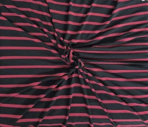 MVS Modal Spandex burgundisch schwarz gestreift Druck Stoff Jersey gestrickt von Yard 9/14 - Bild 1 von 8