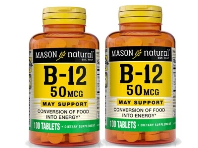 VITAMINA B 12 50 MCG Salud del Corazón B12 B-12 PACK de 2 x 100 COMPRIMIDOS Foto 1 de 3