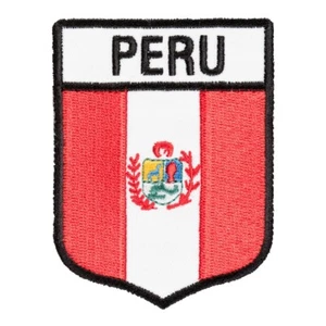 Peru Flag Shield Patch, South American Flag Patches - Picture 1 of 3