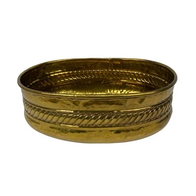 Hosley Solid Brass Bowl Hammered Decorative Accent Centerpiece Made India - Image 1 of 4