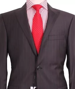 VERSACE Dark Charcoal Grey Pinstripe Suit UK38 US38 EU48 C38 x W32 Brand New - Picture 1 of 19