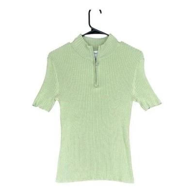 Neiman Marcus Exclusive Women’s L Large Green Silk Blend SS Sweater Retro Casual - Image 1 of 4