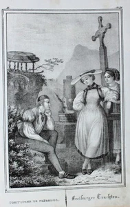 Fribourg Suisse Freiburg Schweiz Tracht Kostüm Mode Hut Kleid Ärmel Hemd Brunnen - Bild 1 von 1