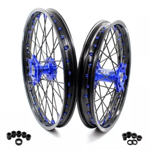 KKE 21/19 MX Wheels Rims Fit Yamaha YZ125 YZ250 YZ250F YZ450F 2003-2025 CNC Blue - Picture 1 of 13