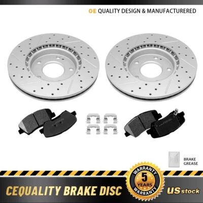 Rotores delanteros perforados pastillas de freno para Hyundai Elantra Veloster Kia Forte 2013-2016 Foto 1 de 4