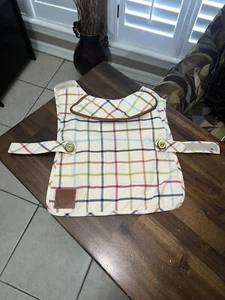 COACH PLAID BROWN LEATHER TRIM TATTERSALL DOG PET COAT JACKET SZ Med - Picture 1 of 7