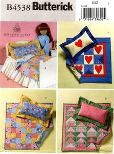 Butterick B4538 18" Doll Bed & Quilts Sewing Craft Pattern - Picture 1 of 2