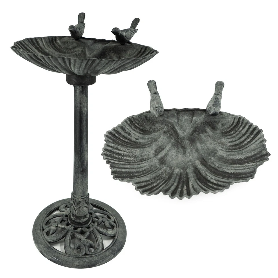 Vogeltränke Vogelbecken Vogelbad aus Kunstoff im Antik-Look silber/grau - Bild 1 von 1