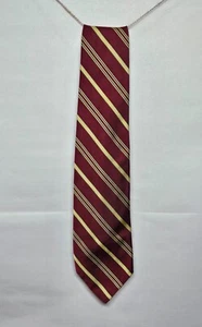 Cravatta vintage Brooks Brothers tessuto seta inglese vino rosso/sabbia giallo righe USA - Foto 1 di 5