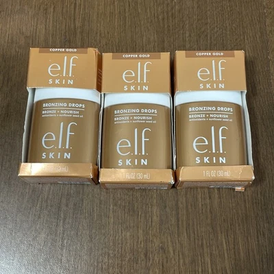 Lot Of 3 e.l.f Bronzing Drops Copper Gold ~Bronze 3~ ( 1 fl oz ) - Image 1 of 4