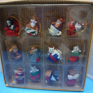 Living Quarters 12 Miniature Cat Christmas Ornaments Resin New - Picture 1 of 8