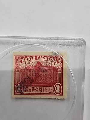 1933 US Revenue Stamp 1 Cent North Carolina Cleaning Pressing Used Architecture - Image 1 of 4