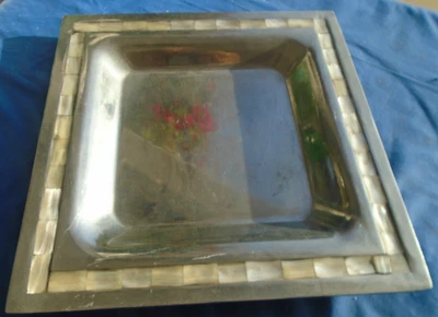 Bandeja Bandeja Toalla Cuadrada 12” Madreperla Metal Servir Foto 1 de 4