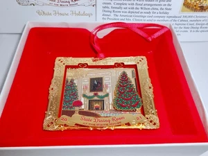 Adorno de comedor estatal de vacaciones de la Casa Blanca 2021 24 k GP y esmalte H80 - Imagen 1 de 7