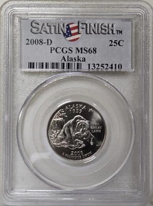2008-D 25C PCGS MS68 - Clad  Satin Finish Alaska Quarter - Picture 1 of 2