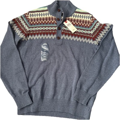 Nuevo con etiquetas Suéter Pullover IZOD Agua Salada Para Hombres Medio Isla Justa Azul Manga Larga Foto 1 de 4