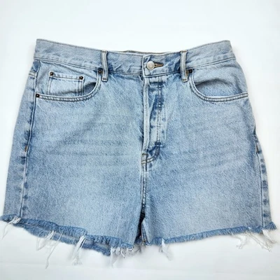 Pantalones cortos de mezclilla ajustados de tiro ultra alto Pacsun talla 30/32 M/L flecos lavados ligeros Foto 1 de 4