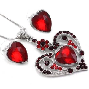 Valentine's Day Gift Cupid Love Red Heart Pendant Necklace Silver Tone Charm p8 - Picture 1 of 1