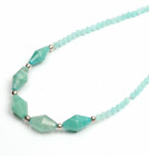 Necklace 16 Inches Natural Amazonite Beaded 6x12 MM & 2 MM Beads Marquise Shape