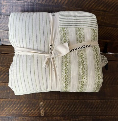 Greenrow Williams Sonoma Kala Cotton Embroidered Patchwork Quilt, Full New 86x86 - Image 1 of 3