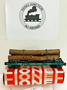 LIONEL 6361 #6 LOG FLAT CAR Var.-A (HEAT STAMPED LTRS) VINT. BLT-1960-61 NEW - Foto 1 di 7