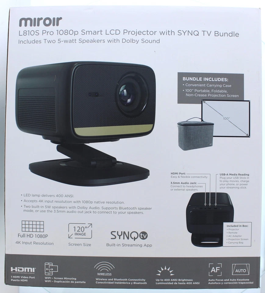 Miroir L810S Pro 1080p Smart LCD Projector With SYNQ TV Bundle - Image 1 of 2