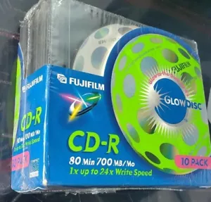 RARE (10) Vintage Fujifilm GlowDisc GLOW IN THE DARK CD-R 700MB (10) - NEW! - Picture 1 of 2