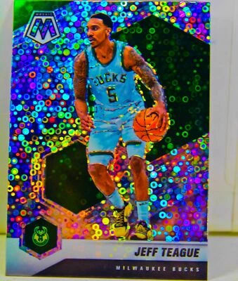 Tarjeta refractora Jeff Teague 2020-21 mosaico plata disco Fast Break Prizm #51 Bucks Foto 1 de 3