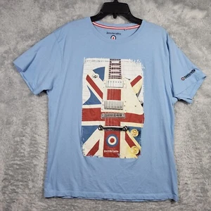 Lambretta Shirt Mens XL Blue British Flag Guitar Graphic Short Sleeve Cotton - Picture 1 of 8
