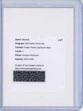 2023 PANINI CHRONICLES GRAYSON RODRIGUEZ ORIGINS ROOKIE SIGNATURES BLUE AUTO