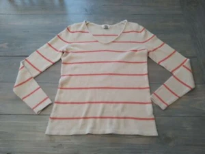 Old Navy Women's Sweater Size Small Ivory cream peach Casual stripe Pullover - Picture 1 of 8